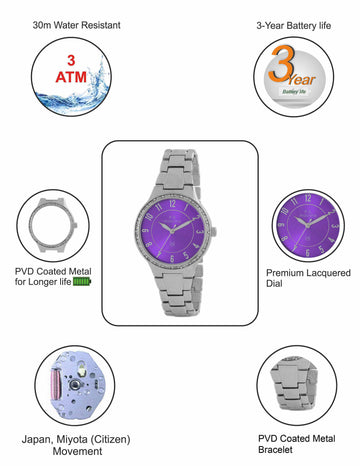 Maxima ATTIVO Women Purple Dial Analogue Watch - 45540BMLI